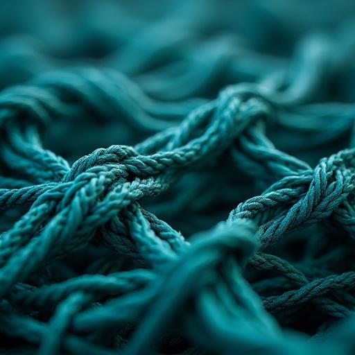 Detalle de una red de pesca de arrastre tejida por HiloBrumo